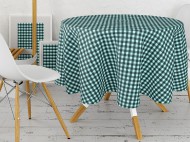 Ubrus károvaný s krajkou 150 cm kulatý - zvětšit obrázek