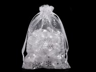 Vánoční dárkový pytlík vločky 10x15 cm organza