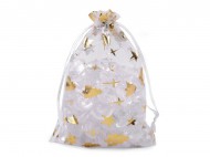 Vánoční dárkový pytlík stromečky 10x14,5 cm organza