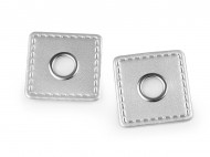 Průchodka s koženkovým čtverečkem k našití, průvlek 10 mm 1 stříbrná, 4 ks - zvětšit obrázek