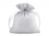 Dárkový pytlík 10x13 cm organza s glitry 1 stříbrná světlá, 10 ks - zvětšit obrázek
