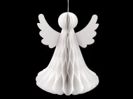 Papírový skládací anděl k zavěšení 32 cm bílá, 1 ks - zvětšit obrázek