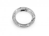 Karabina kulatá s broušenými kamínky 24 mm nikl crystal, 1 ks - zvětšit obrázek