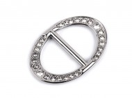 Designová spona s broušenými kamínky průvlek 19 mm crystal nikl, 1 ks - zvětšit obrázek