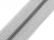 Zip kostěný No 5 metalický metráž stříbrná, 1 m - zvětšit obrázek