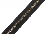 Zip kostěný No 5 designový metráž 1 černá zlatá, 1 m - zvětšit obrázek
