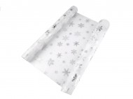 Vánoční organza s vločkami šíře 50 cm 3 bílá stříbrná, 4.5 m - zvětšit obrázek