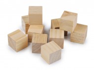 Dřevěná kostka - polotovar k dotvoření 3x3 cm přírodní, 10 ks - zvětšit obrázek