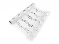 Vánoční organza s potiskem - cesmína, šíře 36 cm 1 bílá stříbrná, 4.5 m - zvětšit obrázek