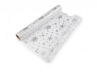 Vánoční organza s potiskem - vločka, šíře 36 cm 1 stříbrná, 4.5 m - zvětšit obrázek
