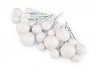 Kuličky / koule na drátku ke tvoření 2-4 cm 1 bílá, 1 sáček - zvětšit obrázek